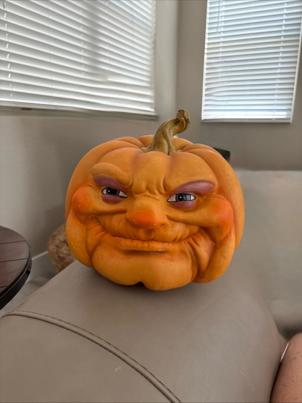 Jack O'Lantern Face Pumpkin Figure Anthromorphic Halloween Decor New 12”